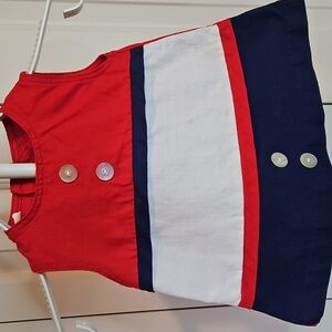 Vintage Baby Red, White, and Blue Sleeveless Dress Size 1  1980s